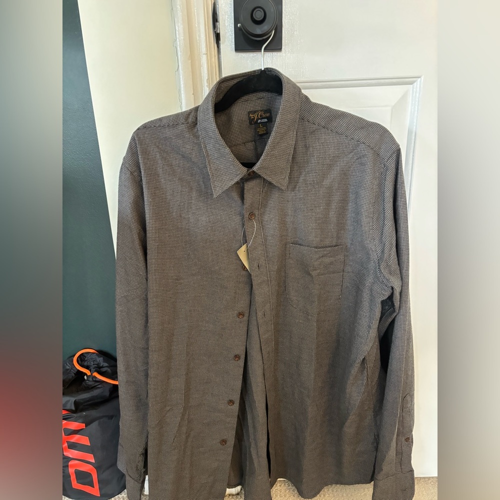 NWT J. Crew Men's Black and Gray Button-up Shirt